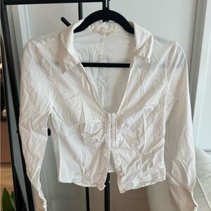 La Hearts White Collared Blouse